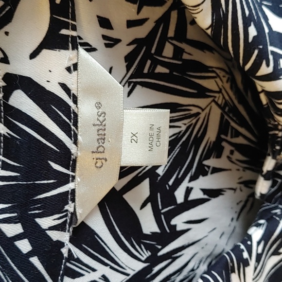 Cj Banks Black & White Tropical Print Jean Jacket Plus Size 2X - Picture 4 of 11